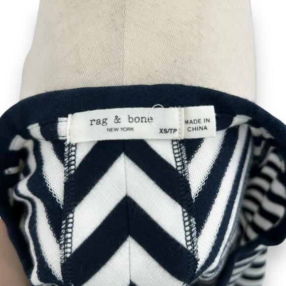 Rag & Bone Blue striped tee XS open back Crewneck navy nautical coastal top - Picture 14 of 15